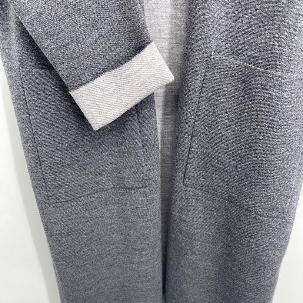 Theory Gray Double Face Open Front Long Cardigan … - image 4